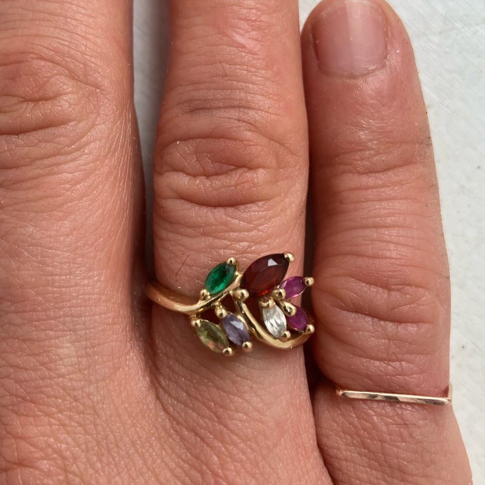 Multicolor Gemstone 10k Gold Ring